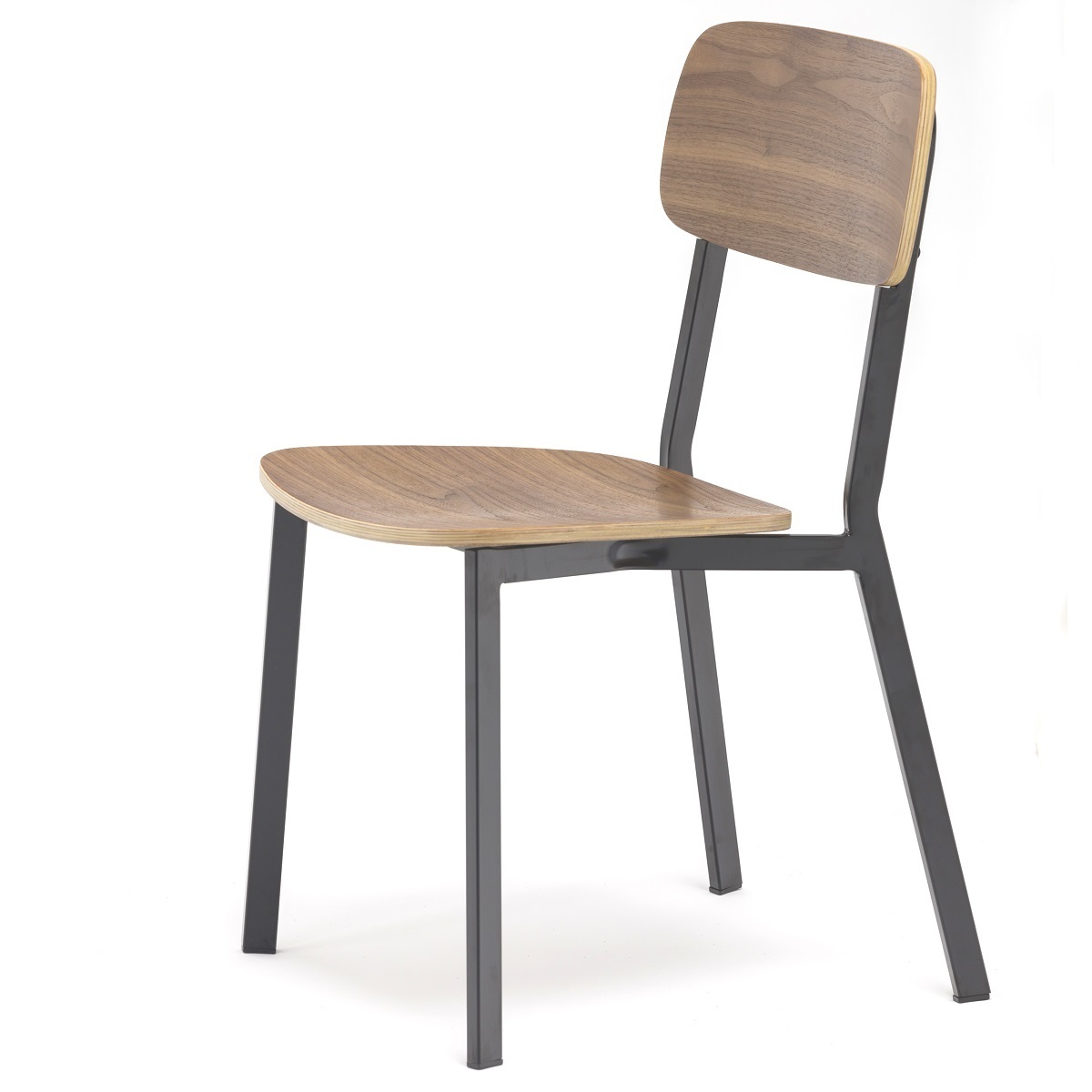 High Quality Modern Black Metal Frame Dining Chair Wooden Seat Steel Stackable Restaurant furniture Chairs