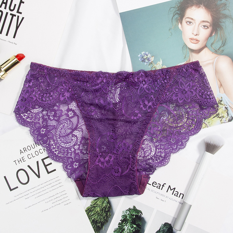 3pcs/Pack! Sexy Women Lace Panties Underwear Lace Briefs S M L XL Transparent Floral Bow Soft Lingerie