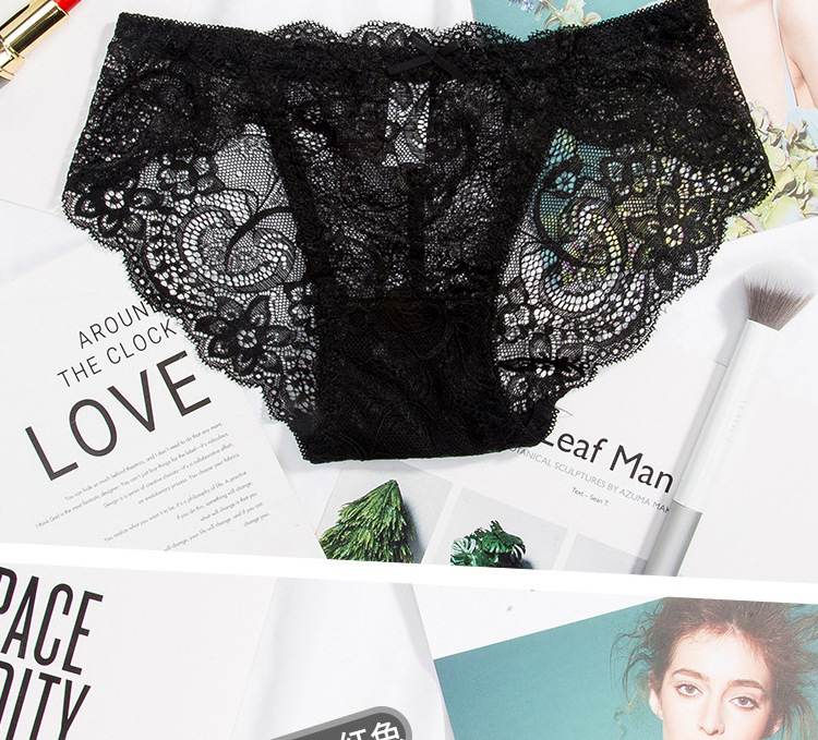 3pcs/Pack! Sexy Women Lace Panties Underwear Lace Briefs S M L XL Transparent Floral Bow Soft Lingerie