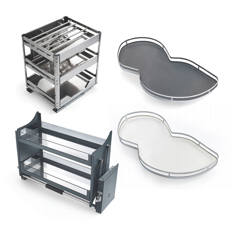 M01 Kitchen cabinets accessories  Iron Stainless Steel  Pull Out Storage Baskets Sliding Wire Baskets