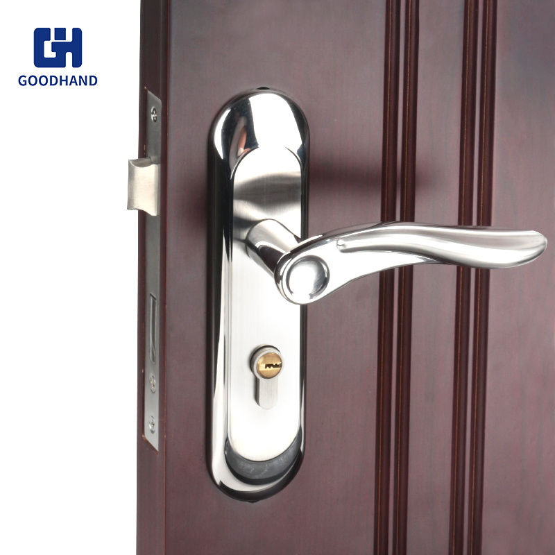 GH K02 High quality home furniture hardware stainless steel 304 SS door handle lock hotel door lock & keys lock cylinders