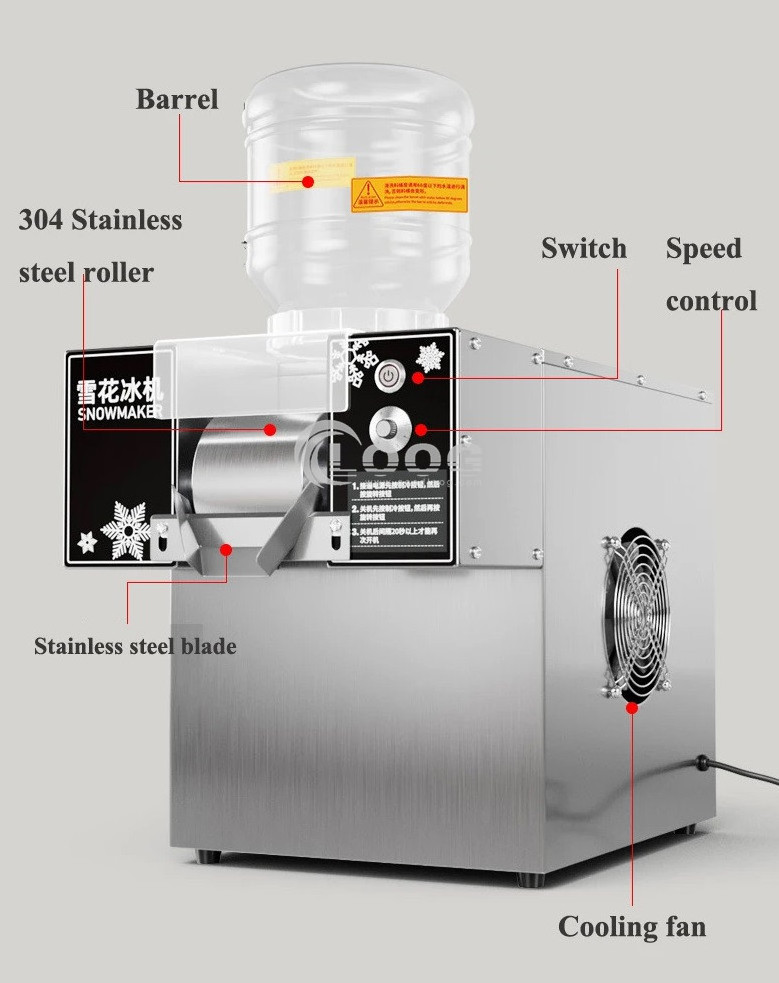 120KG/24H Electric Milk Snow Ice Cream Shaver Maker Commercial Snowflake Ice Shaved Making Machine Korean Bingsu Machine