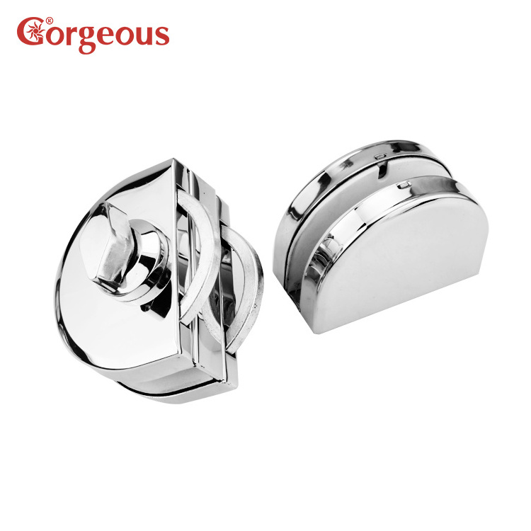 Semicircle hypotenuse mirror frameless glass door lock d shape locks double glass door central stainless steel glass door lock