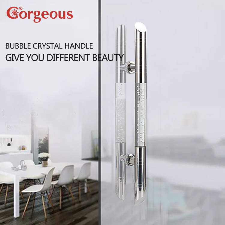 Modern Unique transparent design Pull Push Door Double Handle For Home Office Shop Clear Glass Door Crystal Acrylic  Handle