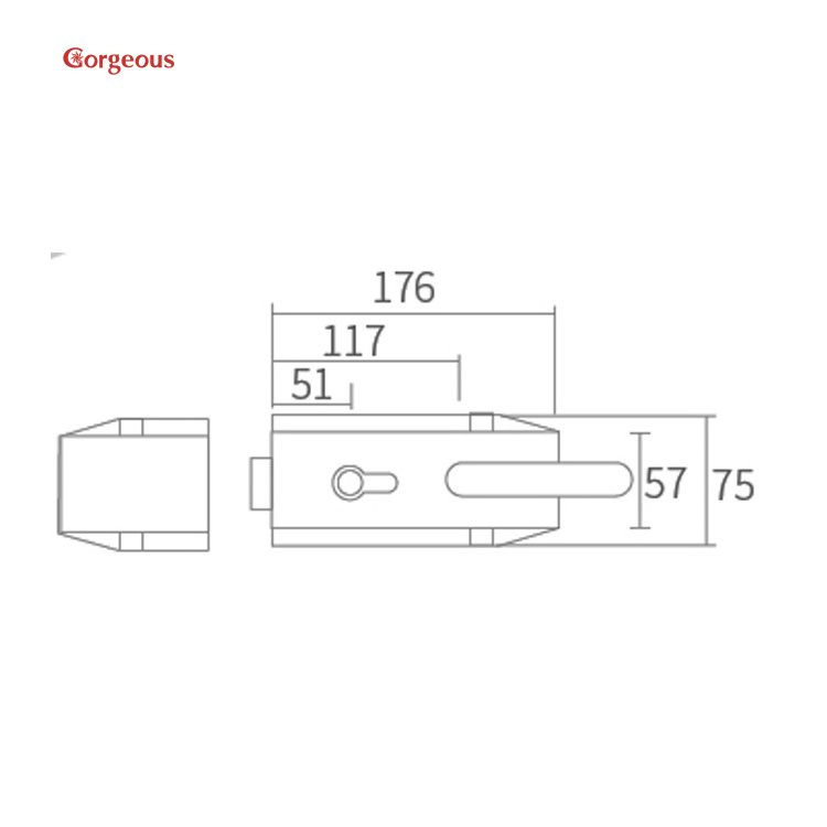 frameless lock office central double partition cylinder tempered swing glass door lever lock set with handle