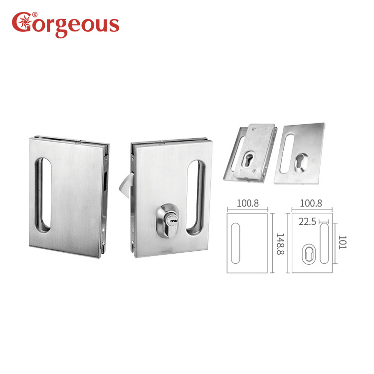 gorgeous square sliding glass door lock 304 stainless steel handle door lock sliding set cylinder tempered glass slide lock