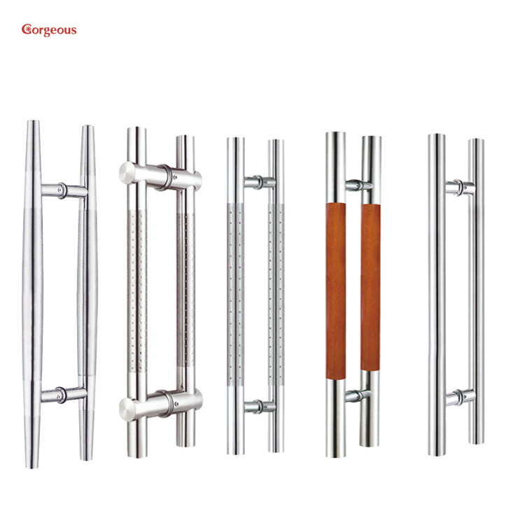 ss shower screen h type tempered handle wooden large glass square pull bathroom stainless steel glass door handle for glass door