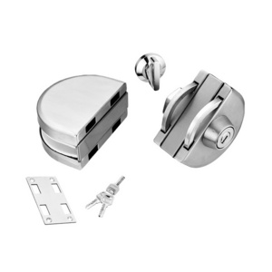 Semicircle hypotenuse mirror frameless glass door lock d shape locks double glass door central stainless steel glass door lock