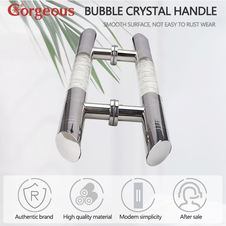 Modern Unique transparent design Pull Push Door Double Handle For Home Office Shop Clear Glass Door Crystal Acrylic  Handle