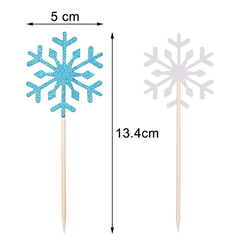 Glitter Snowflake Cocktail Sticks Cupcake Toppers christmas custom print toothpick flag