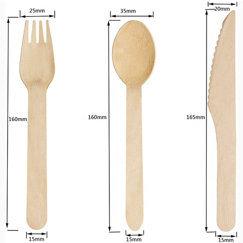 Wholesale Mini Wood Knife Fork Spoon Natural Kraft Box Bamboo Cutlery Disposable