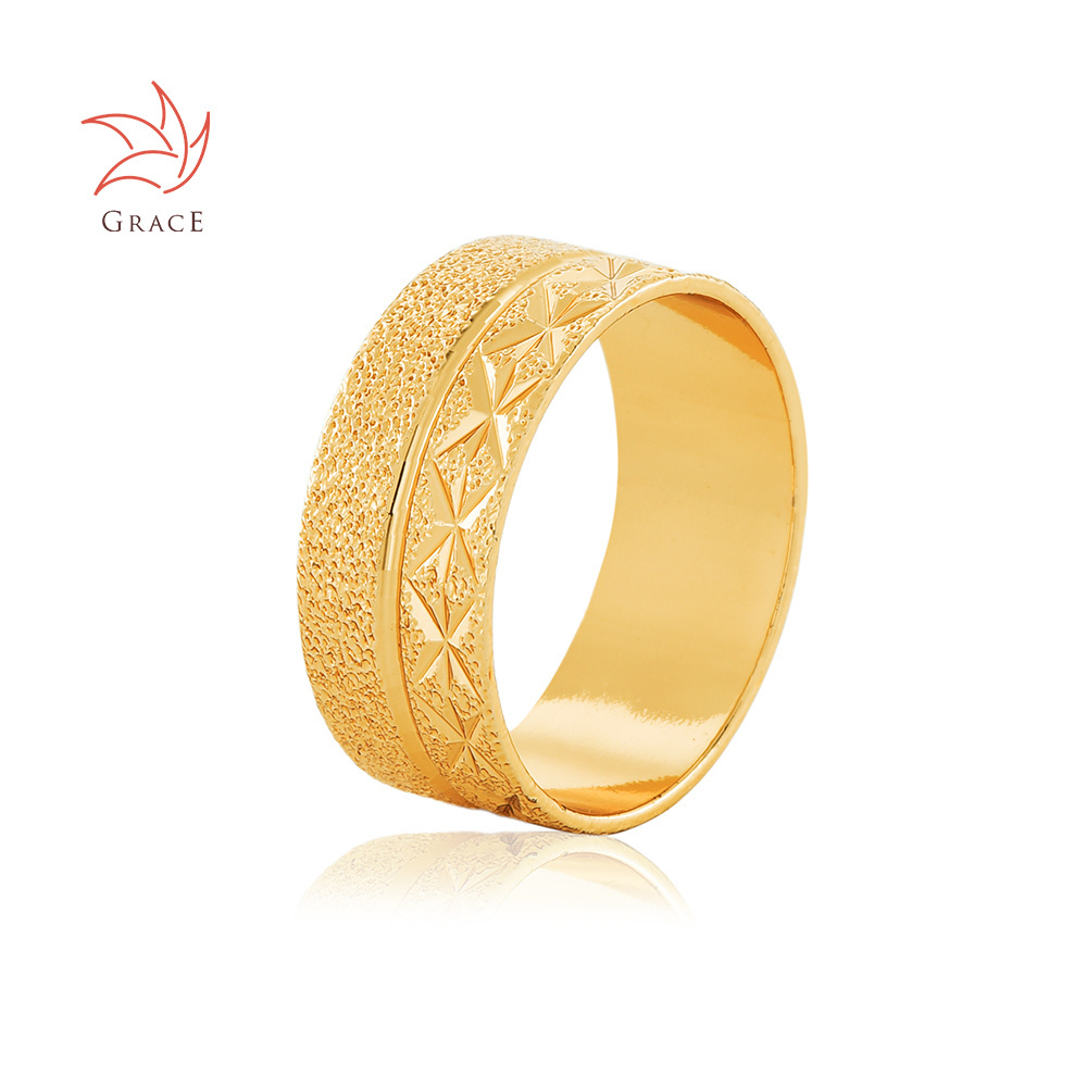 Grace Wholesale Price Brass 24K Gold Plate Indian Women'S  Ring Dubai Mens Personalized Ring