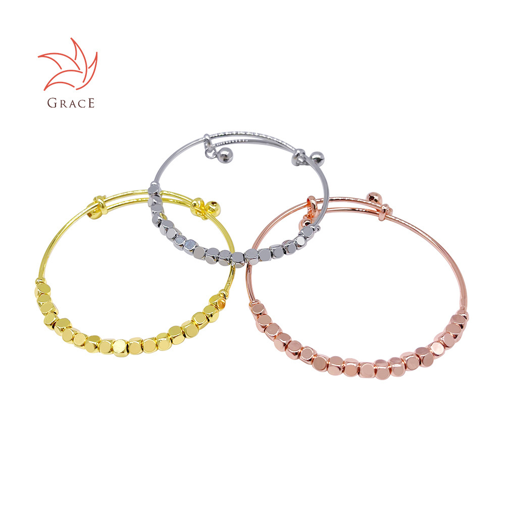 Grace Fashion Women Three Color Gold-Plate Bracelets Custom Made Luxury Wholesale Bangle Charms