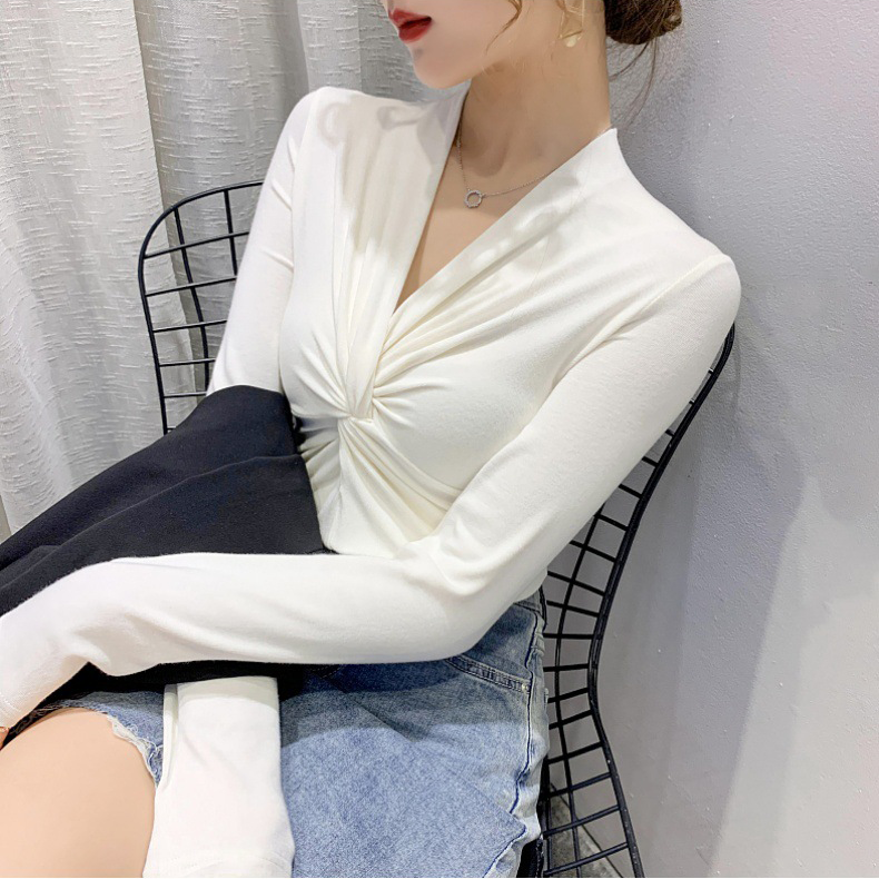 winter products 2023 High Quality Ladies Skinny T-shirt Fashionable Scrubs Girls Sexy Long Sleeves T-shirt