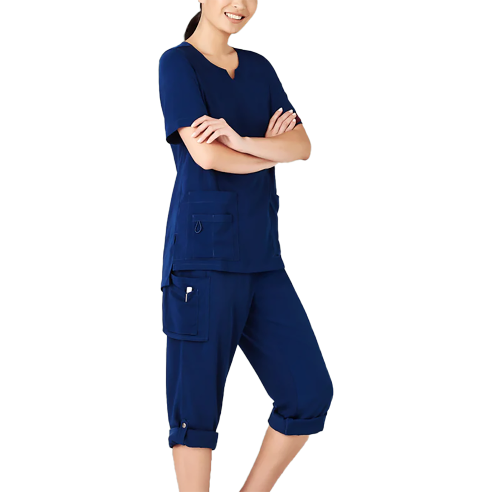 Hot Selling Stylish Tailored Fit Round Neck Scrub Top Medical Scrubs Womens Scrub Nursing Polyester Stretchy Hospital Uniforms