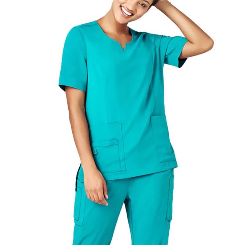 Hot Selling Stylish Tailored Fit Round Neck Scrub Top Medical Scrubs Womens Scrub Nursing Polyester Stretchy Hospital Uniforms