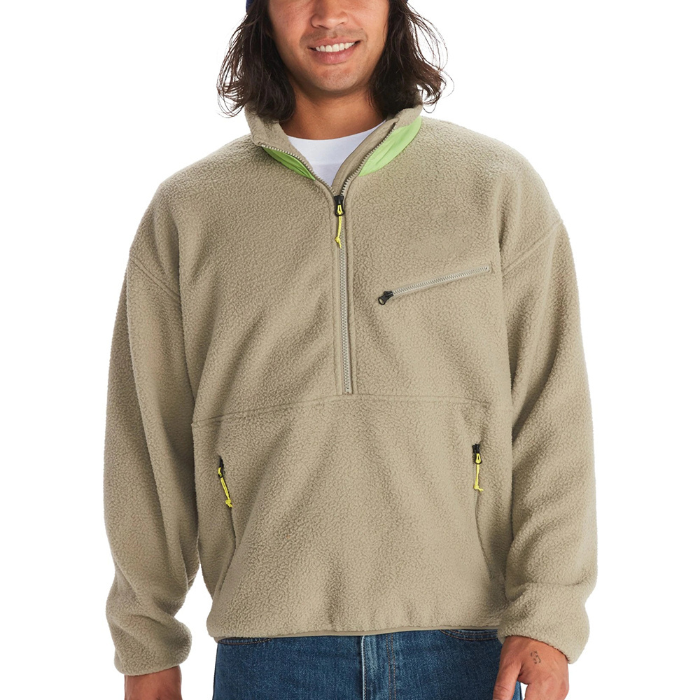 winter products 2023 Wholesale Blank Men's high neck half zip kangaroo pocket fleece jacket