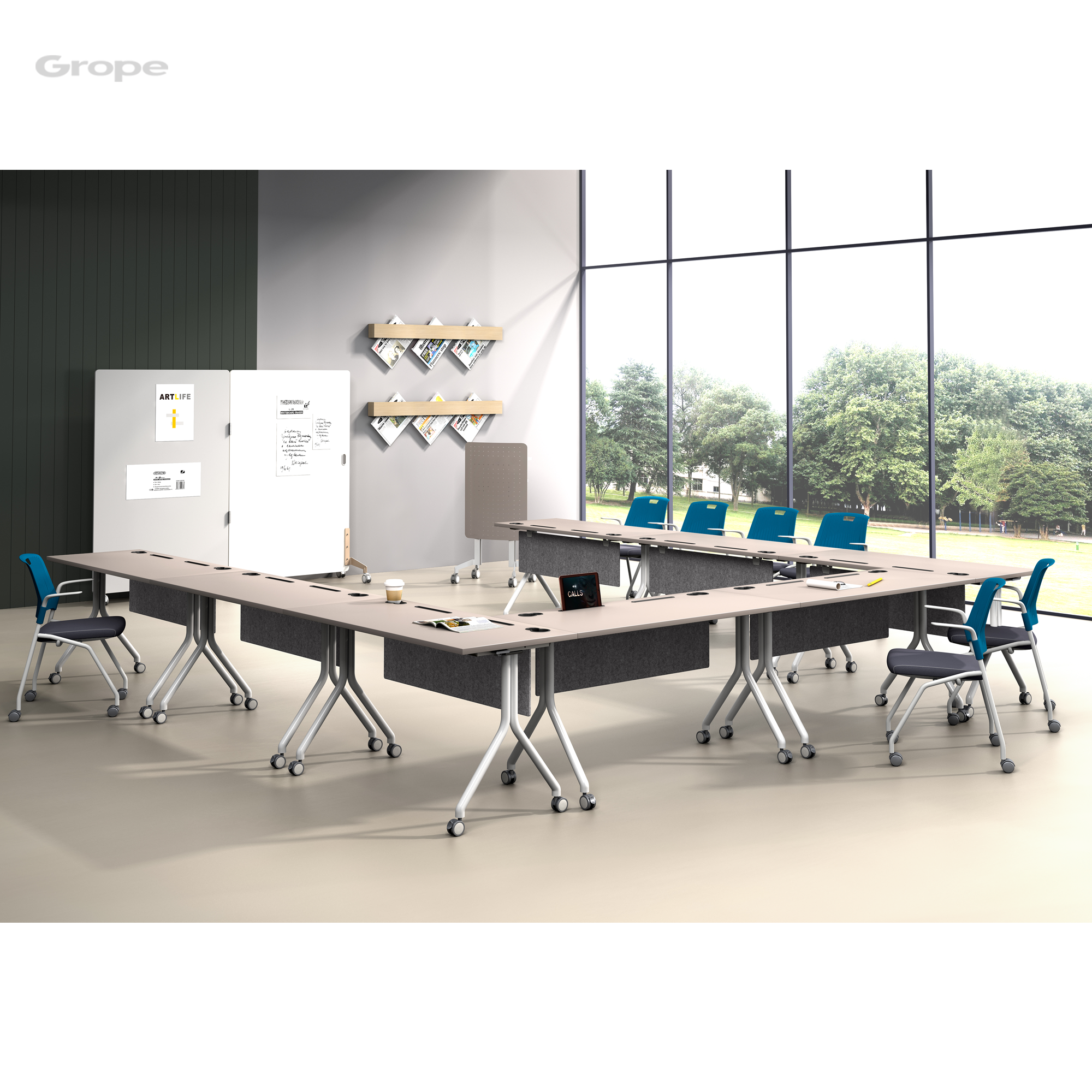 Office folding desk mobile conference training table with meeting table design