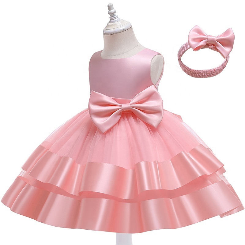 Christmas Tutu Dress Beads Flower Birthday Dresses For Kids Little Girls Clothes Lace Bow Princess Baptism Party Wedding Dress