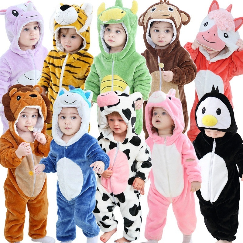 Wholesale Baby Rompers Winter Kigurumi Lion Costume Girls Boys Toddler Animal Jumpsuit Infant Clothes Pyjamas Kids Onesies