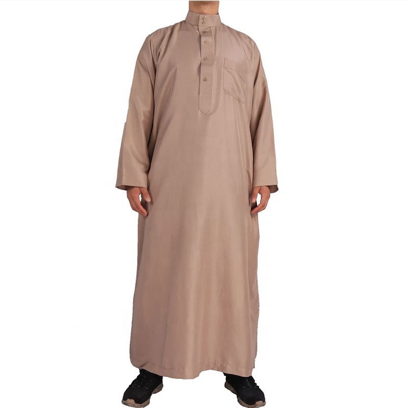 Wholesale Men Muslim Clothing Arabic Jabbah Thobe Moroccan Dubai Saudi Arabian Abayas Dress Jubba Thobe for Mens Ramadan