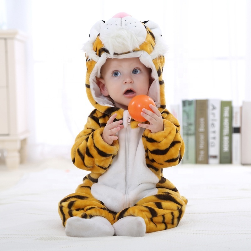 Wholesale Baby Rompers Winter Kigurumi Lion Costume Girls Boys Toddler Animal Jumpsuit Infant Clothes Pyjamas Kids Onesies