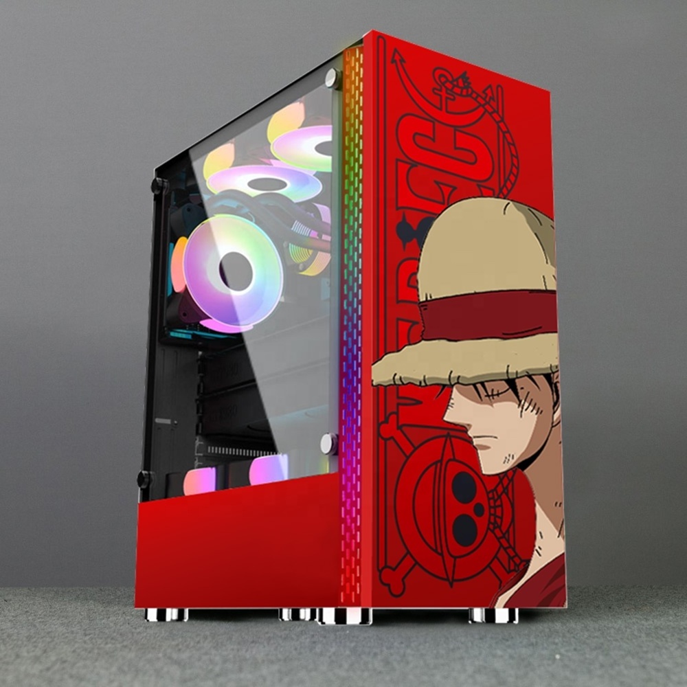 One Piece Anime ATX PC Gaming Computer Cases & Full Towers CPU RGB Table Glass Desktop Luffy Cover Case