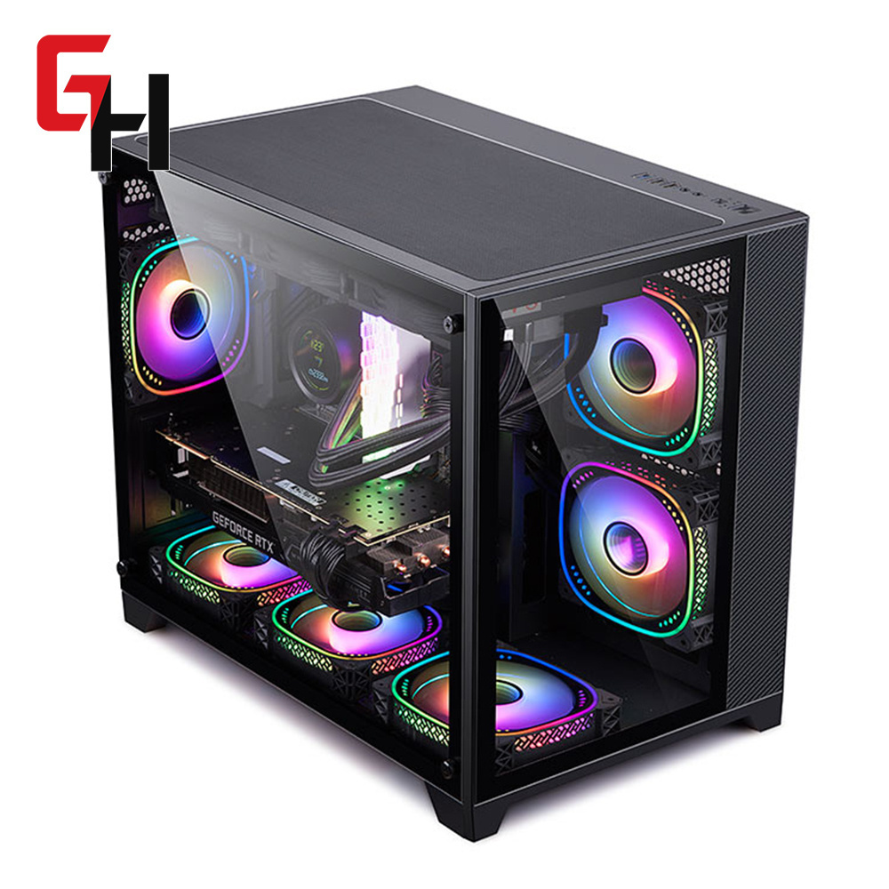 2023 Latest Design Full Tempered Glass PC Cabinet Rainbow RGB Controller Full Tower Computer Case USB 3.0 atx case