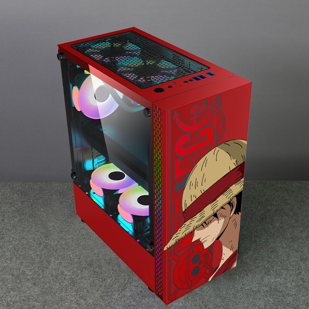 One Piece Anime ATX PC Gaming Computer Cases & Full Towers CPU RGB Table Glass Desktop Luffy Cover Case