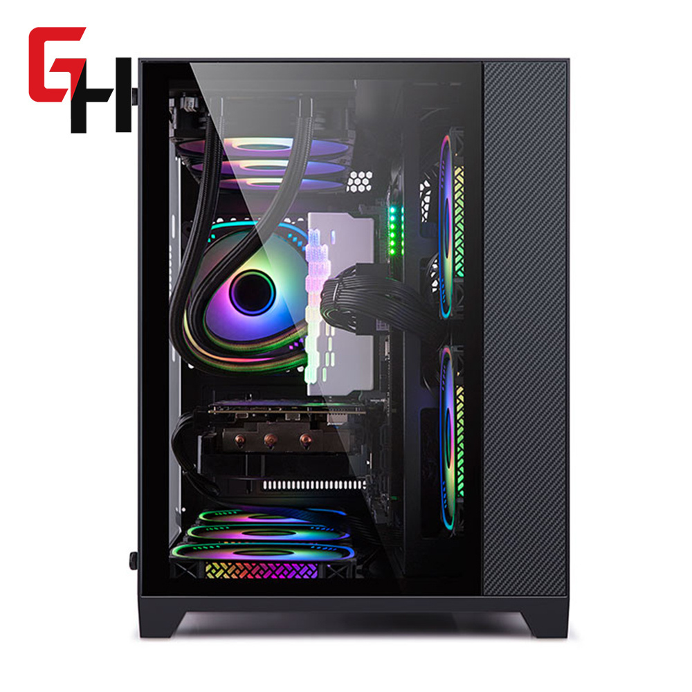 2023 Latest Design Full Tempered Glass PC Cabinet Rainbow RGB Controller Full Tower Computer Case USB 3.0 atx case