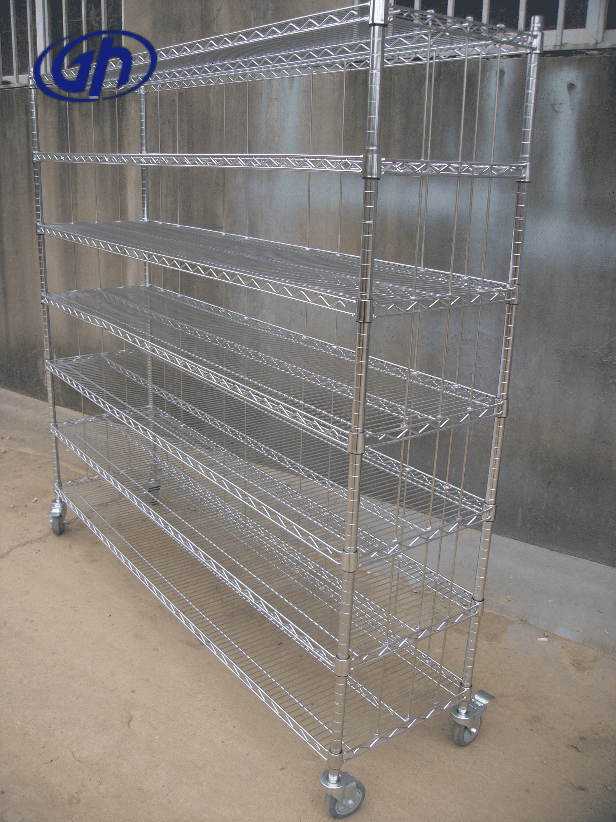 High Quality 5 Tiers 800lbs NSF Approval Metal Chrome Wire Shelf Shelving Garage Rack