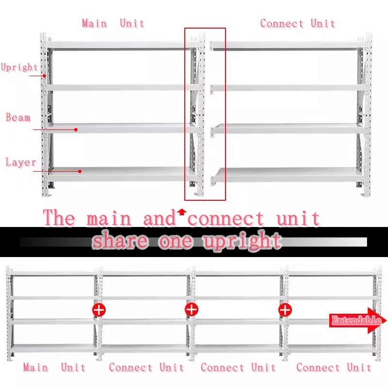 Supermarket Warehouse Factory Boltless Storage Shelves Racking Medium Duty Adjustable Shelving Unit