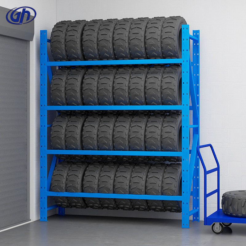 wholesale commercial custom warehouse mobile adjustable durable steel metal industrial truck spare stacking tire display rack