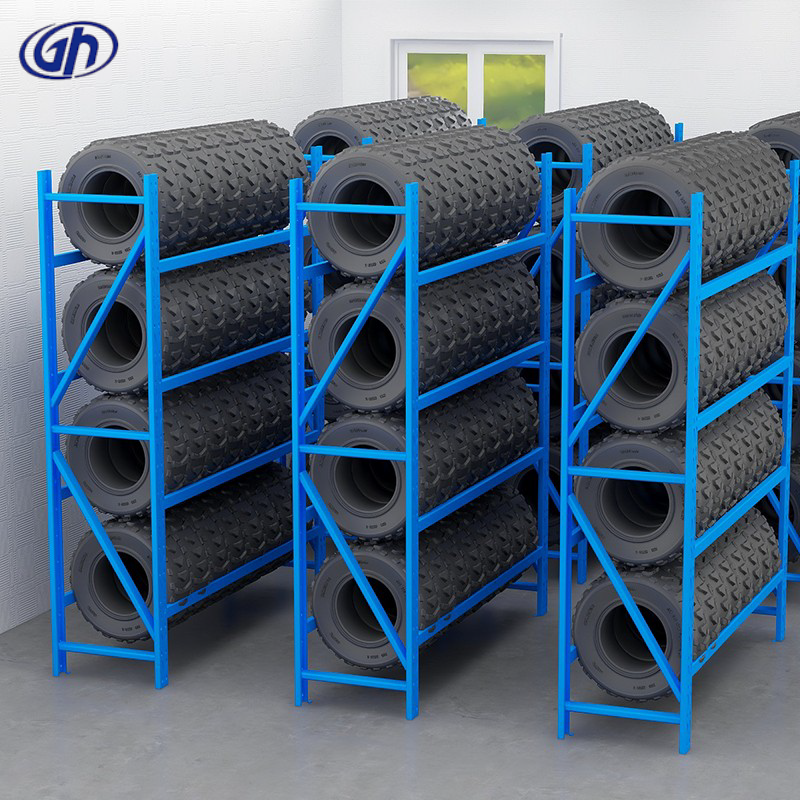 wholesale commercial custom warehouse mobile adjustable durable steel metal industrial truck spare stacking tire display rack