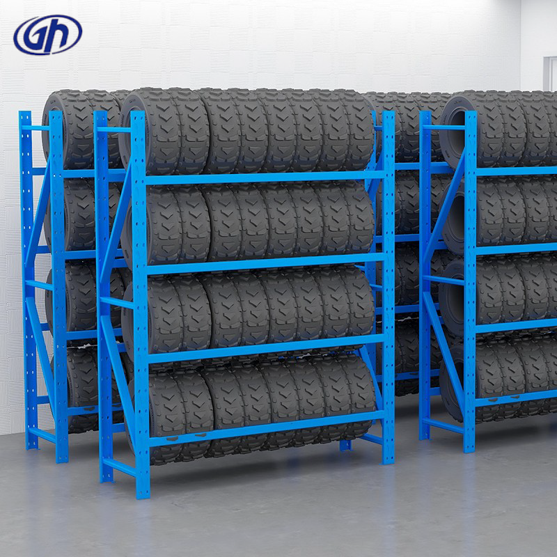 wholesale commercial custom warehouse mobile adjustable durable steel metal industrial truck spare stacking tire display rack