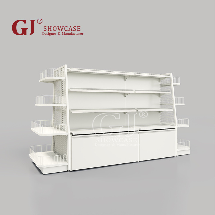 Beauty Supply Store 3-Tier Heavy Duty Wire Display Rack Powder Coated Metal Shelf for Pharmacies Supermarkets