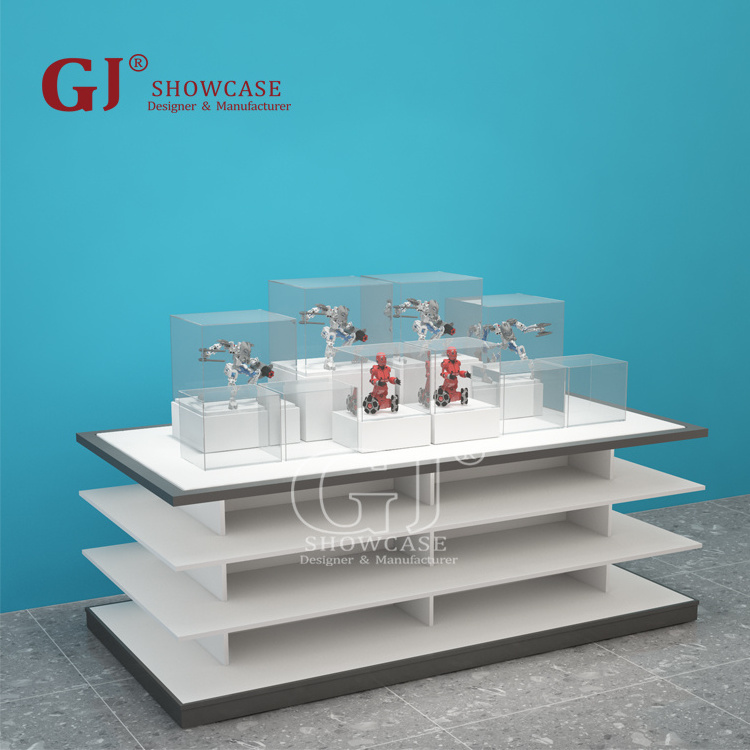 MINISO Party Series Figures Display Case Wood and Acrylic Wall Mounted Toy Shops Display Racks Blind Box Toy Figures Showcase