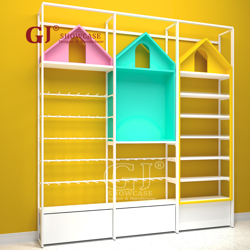 Kids Clothes Shop Decoration Baby Shop Garment Display Rack Toy Store Fixture Kids Clothes Display Shelf