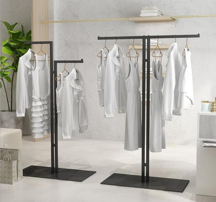 Boutique Store Commercial Chrome Garment Rack Wall-Mounted Nested Display Table for Shop Fitting Clothes Hanging Rack Design