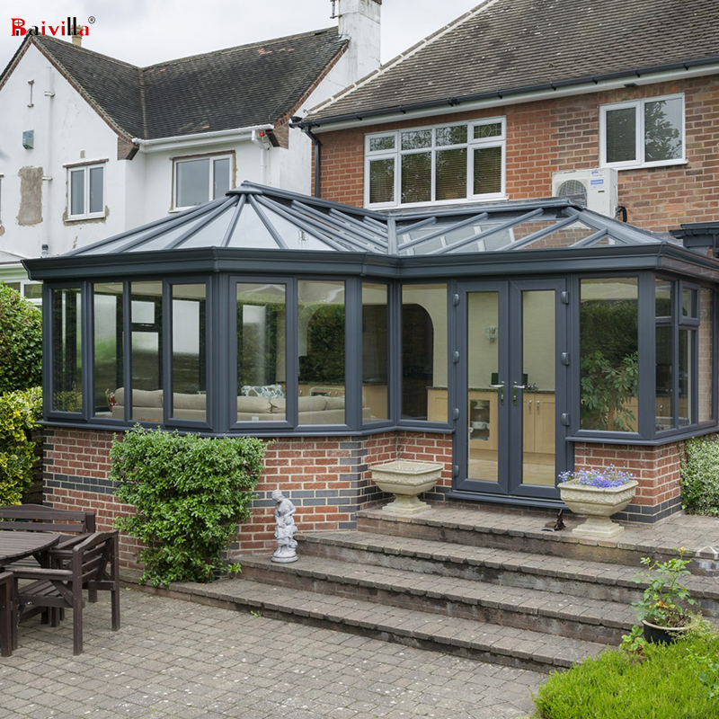 Factory Direct Sale Anti Noise Insulated Glass Garden Sun Room Aluminum House Open Air Veranda Sunroom Good Sunlight