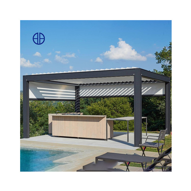 Aluminum Motorized Louvered Roof Pergola Kits Awning Arbor Outdoor Patio Gazebo Pergola