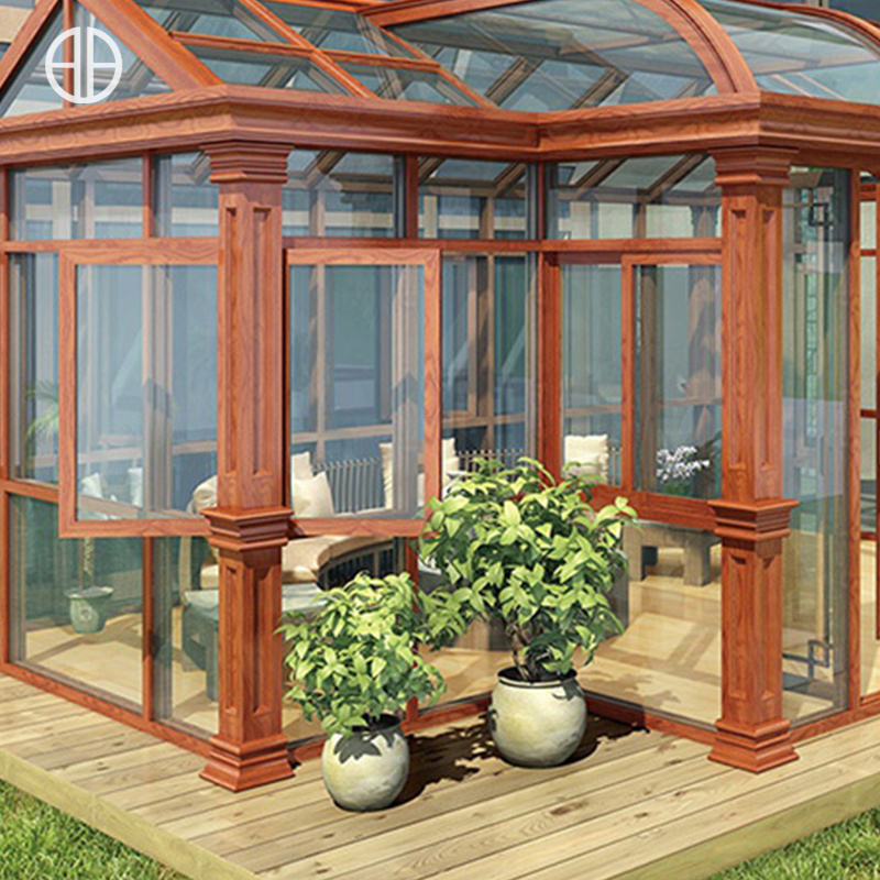 Foshanguangye  Customized Veranda Price Aluminium Winter Garden Sun Room Green Glass House Free Standing Sunroom