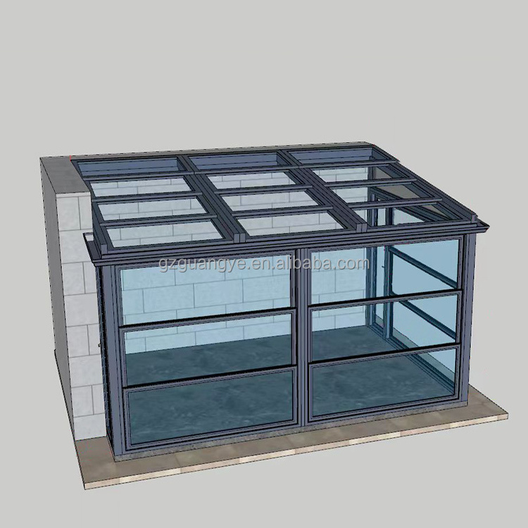 Aluminum profiles retractable glass tempered sunroom electric slding roof patio glass house retractable sunroom