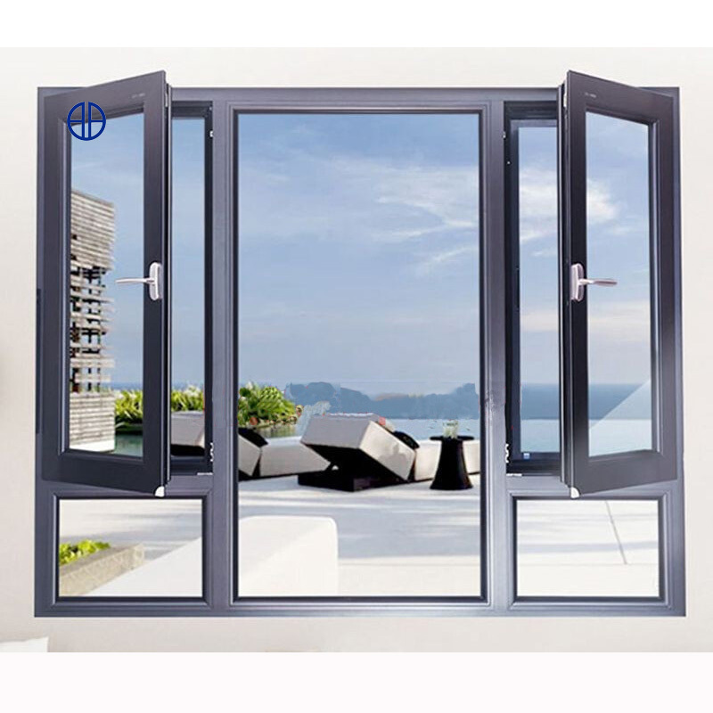 Hurricane impact windows soundproof insulation tempered glass aluminum casement window