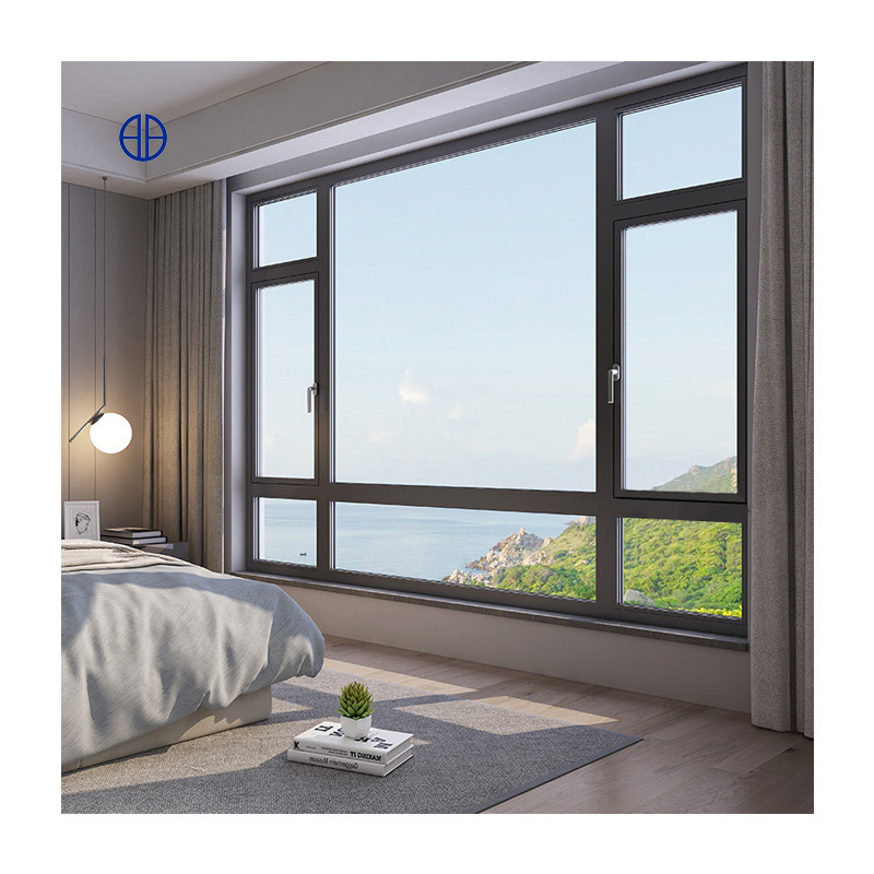 Hurricane impact windows soundproof insulation tempered glass aluminum casement window