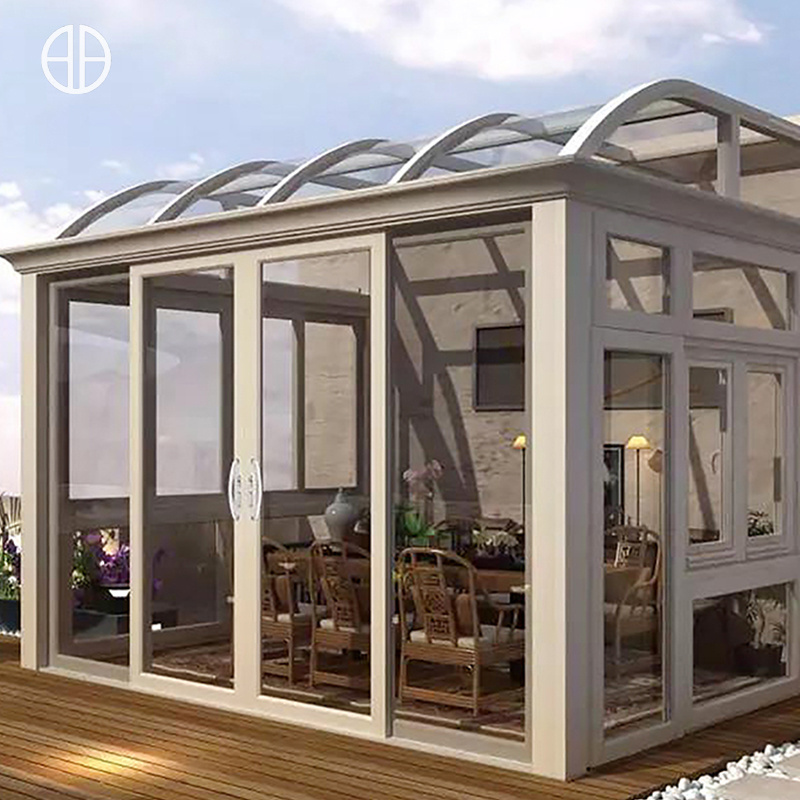 Foshanguangye  Customized Veranda Price Aluminium Winter Garden Sun Room Green Glass House Free Standing Sunroom