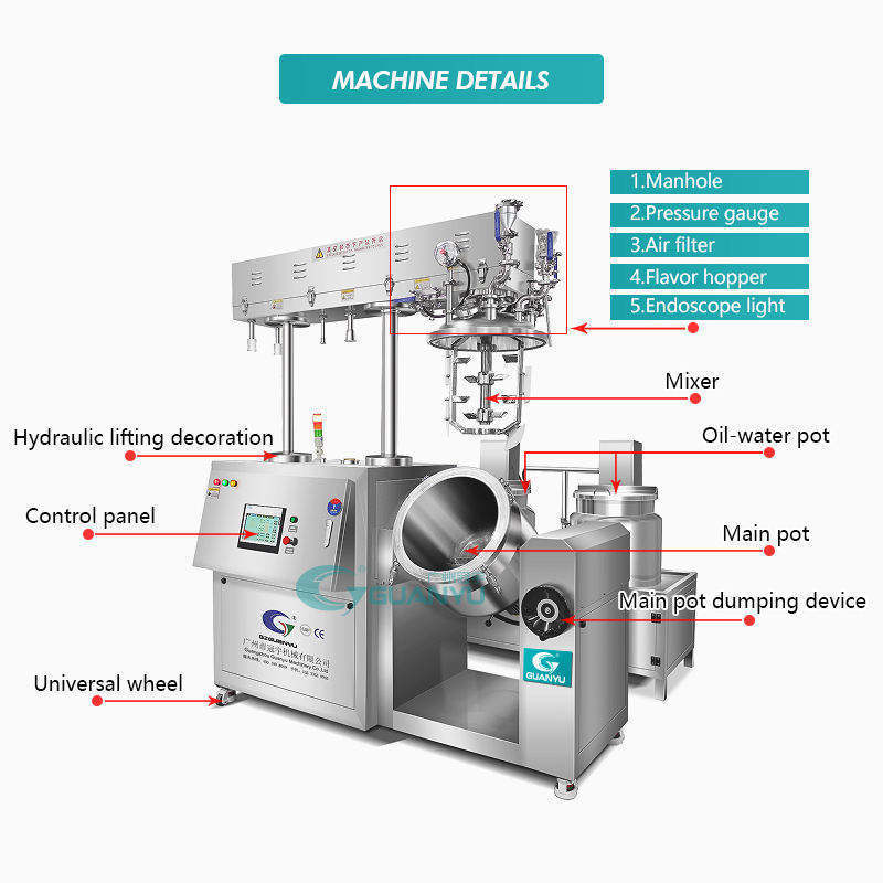 High Shear Bleach Cream Lotion Facial Cleanser Making Machine Cosmetic Cream Vacuum Emulsifying Mixer Machine