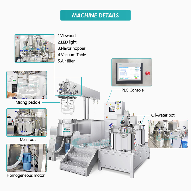 Guanyu Standard Sliming Face Snail Hair Remover Cream Making Equipment Vacuum Homogenizer Emulsifier Mixer Machine