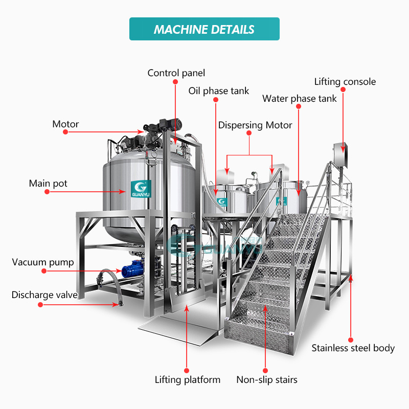 Guanyu Food Grade Stainless Steel Jacketed Vat Mixing Equipment Shampoo Making Machinery Dishwashing Liquid Soap Making Machine