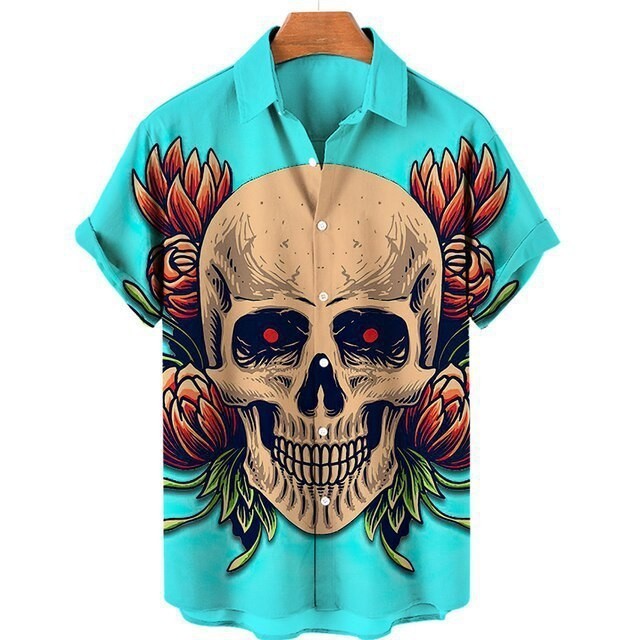 Cross-Border Foreign Trade Summer New Large Size Men's Casual Fashion 3D Digital Printing Short-Sleeved Cotton Shirt